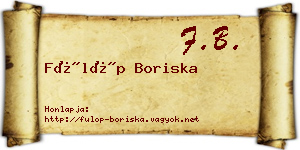 Fülöp Boriska névjegykártya